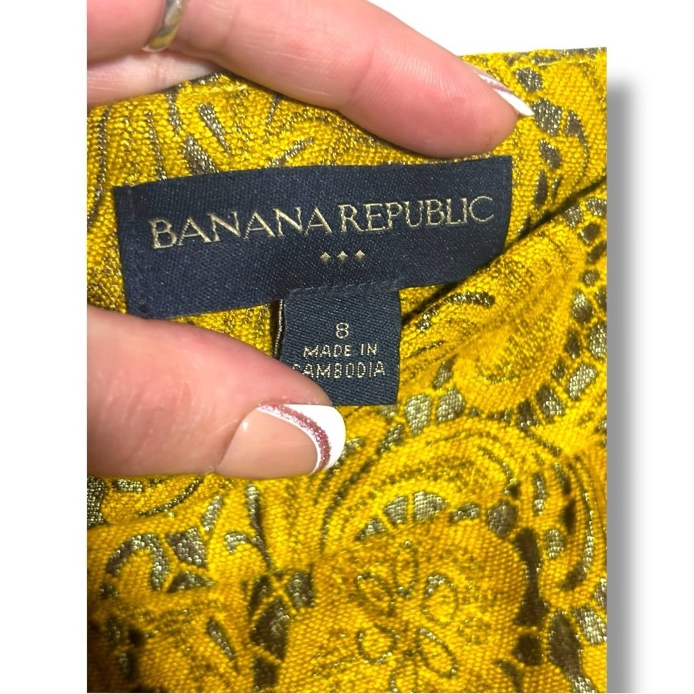 Banana Republic Yellow/Gold Brocade Patterned High Waist Bubble Mini Skirt - Picture 8 of 14